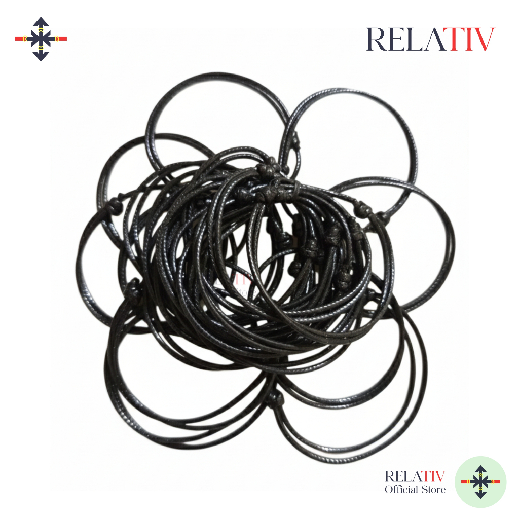 RELATIV Gelang Couple Tali Korea Polos Hitam Anti Air Adjustable | Gelang Pasangan Polos Hitam Water