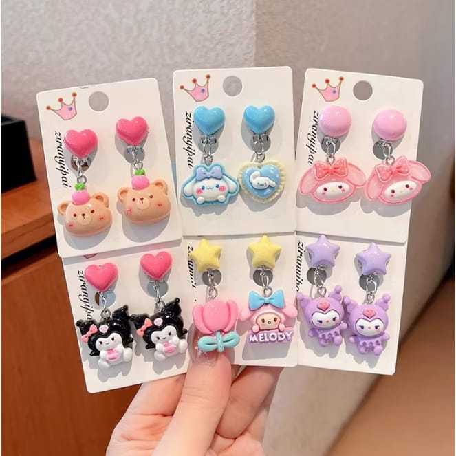 Anting Jepit Anak Korea Non Tindik | Anting Karakter Lucu | Anting-Antingan Anak Sanrio