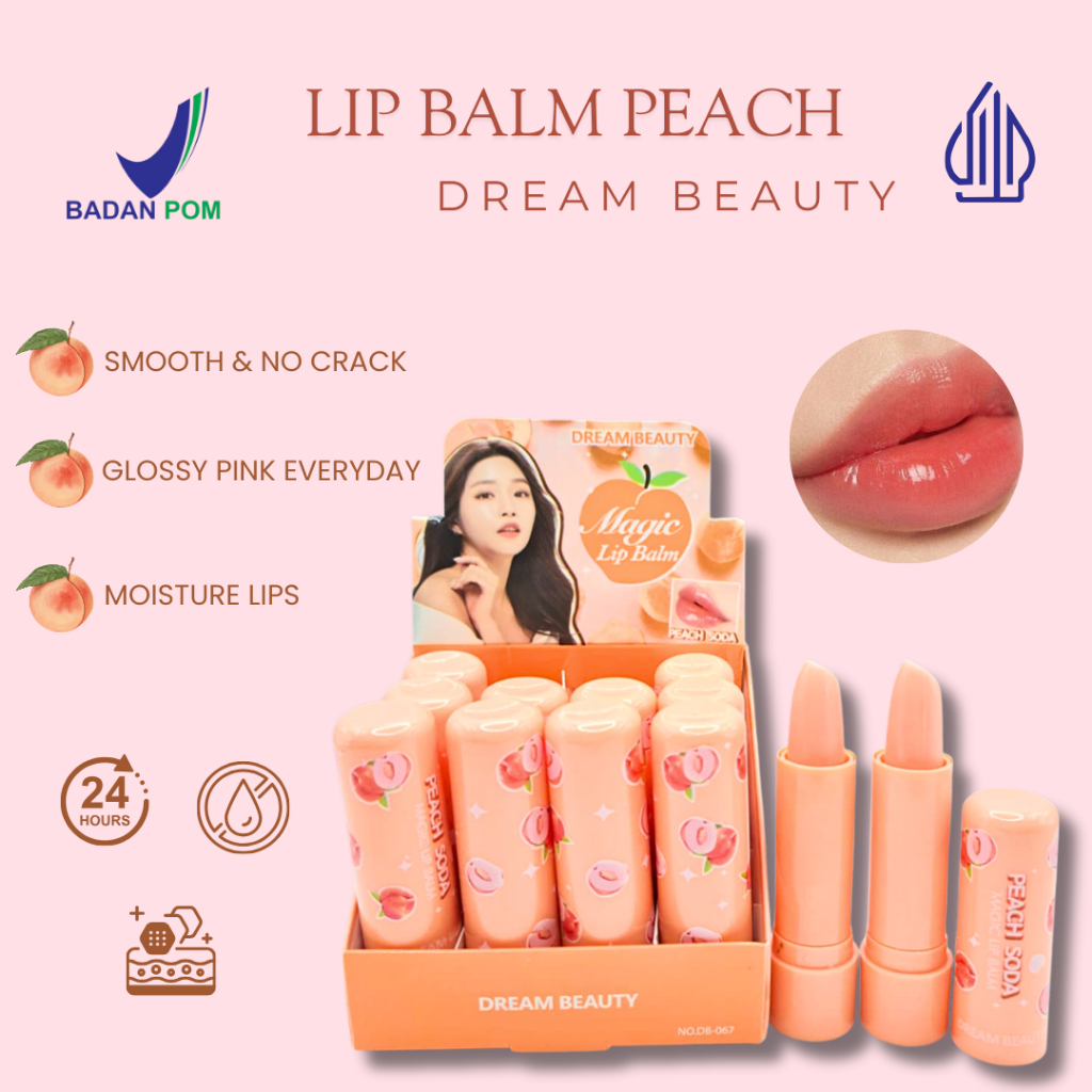 BPOM (PERBOX 12PCS) DREAM BEAUTY LIP BALM MAGIC PEACH SODA LIP BAM AVOCADO