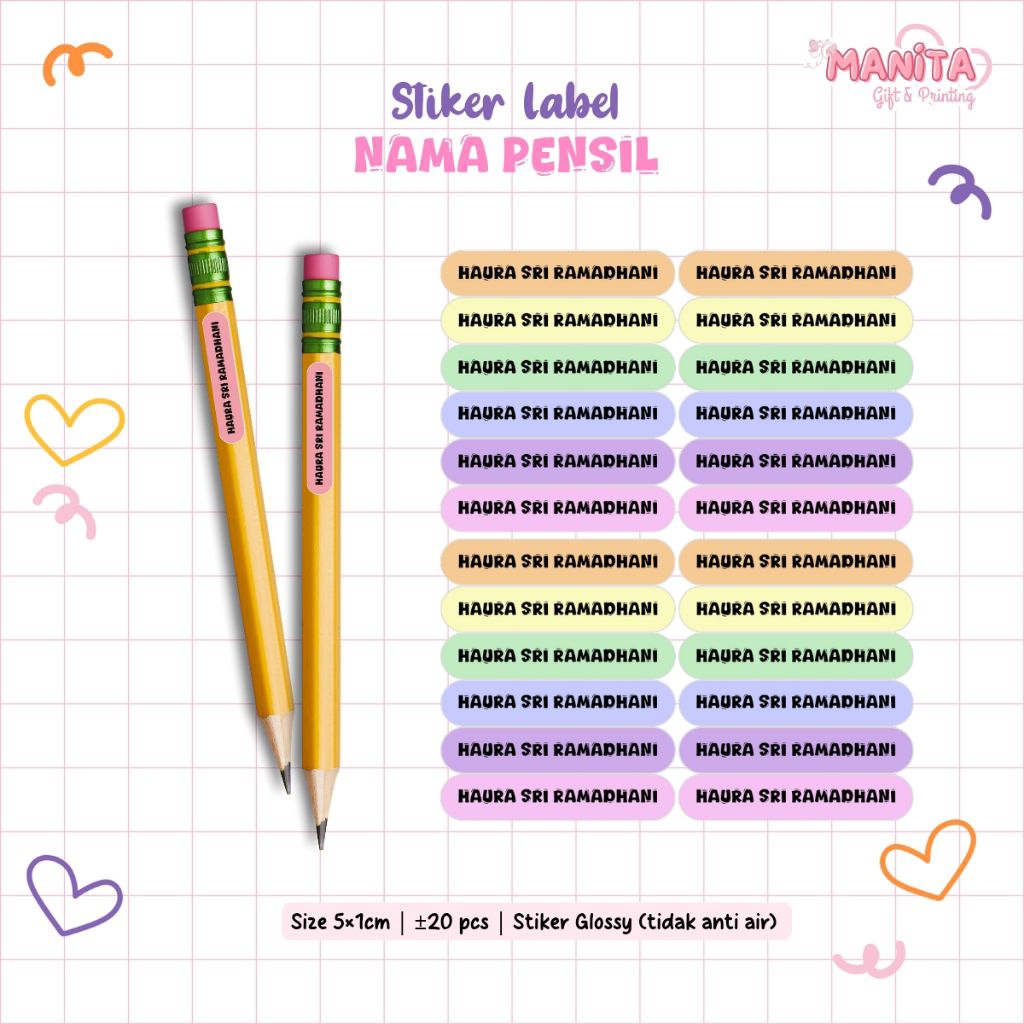 STIKER PENSIL || STIKER NAMA CUSTOM