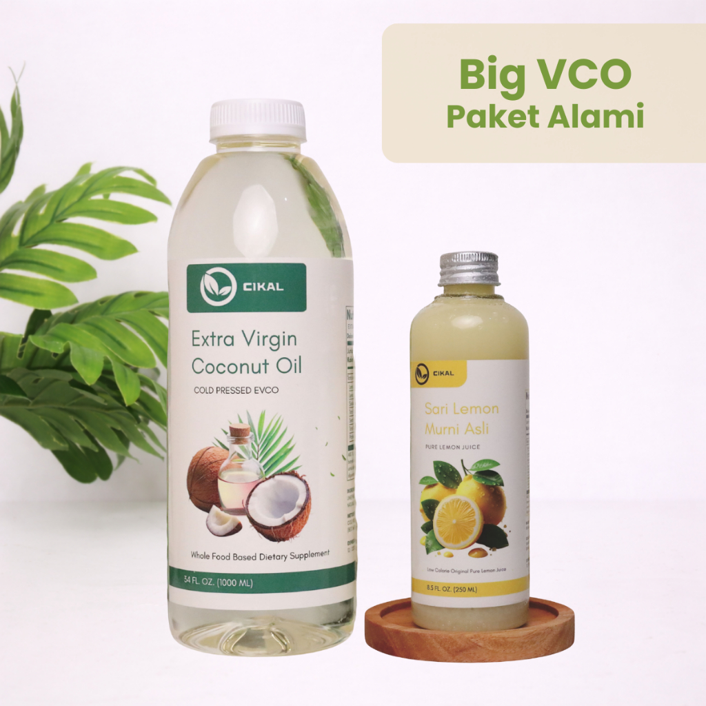 CIKAL VCO 1 Liter + Sari Lemon 250ml Paket Sultan Murni VCO 1000ml & Jus  Lemon Asli