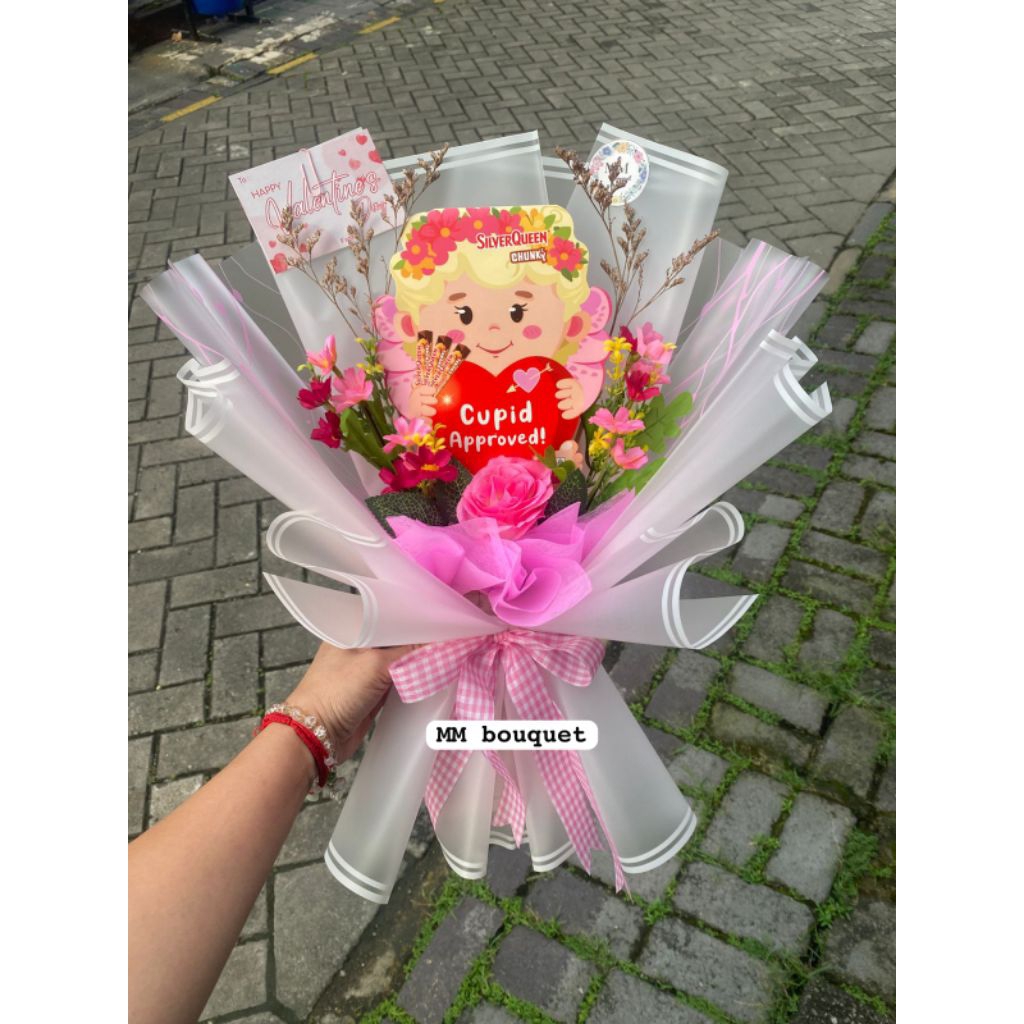 Buket silverqueen valentine-Buket valentine-Buket bunga