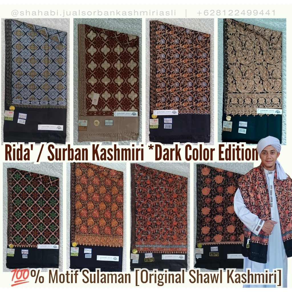 Jual Sorban Kashmiri Asli Motif floral Full Warna Hitam, Sorban Kashmiri Hitam | Surban Kashmiri Dar