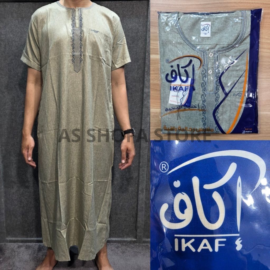 Gamis Ikaf Jubah Ikaf dewasa Saudi lengan pendek katun Original