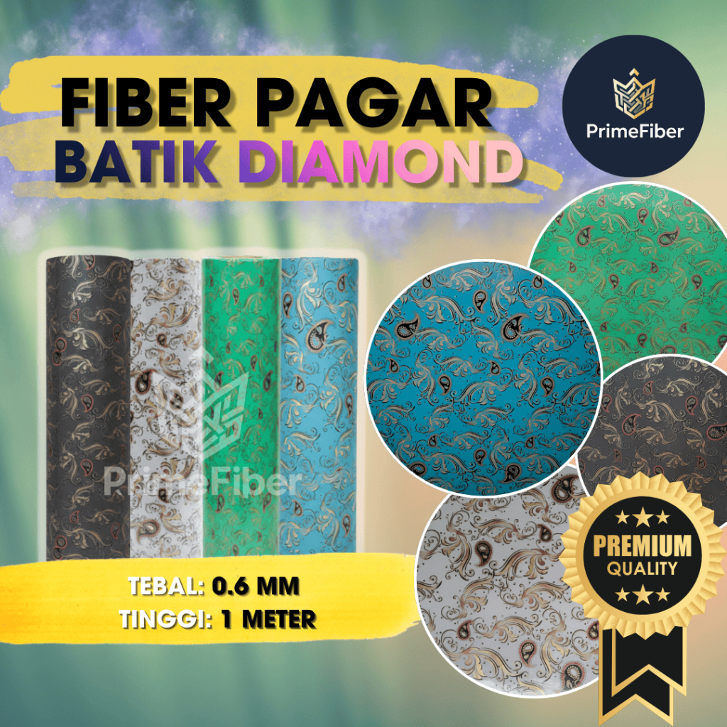 Fiber Pagar Motif Batik Diamond -  Ketebalan 0.6mm | 4 Warna Lengkap | Fiber Plastik Penutup Pagar B