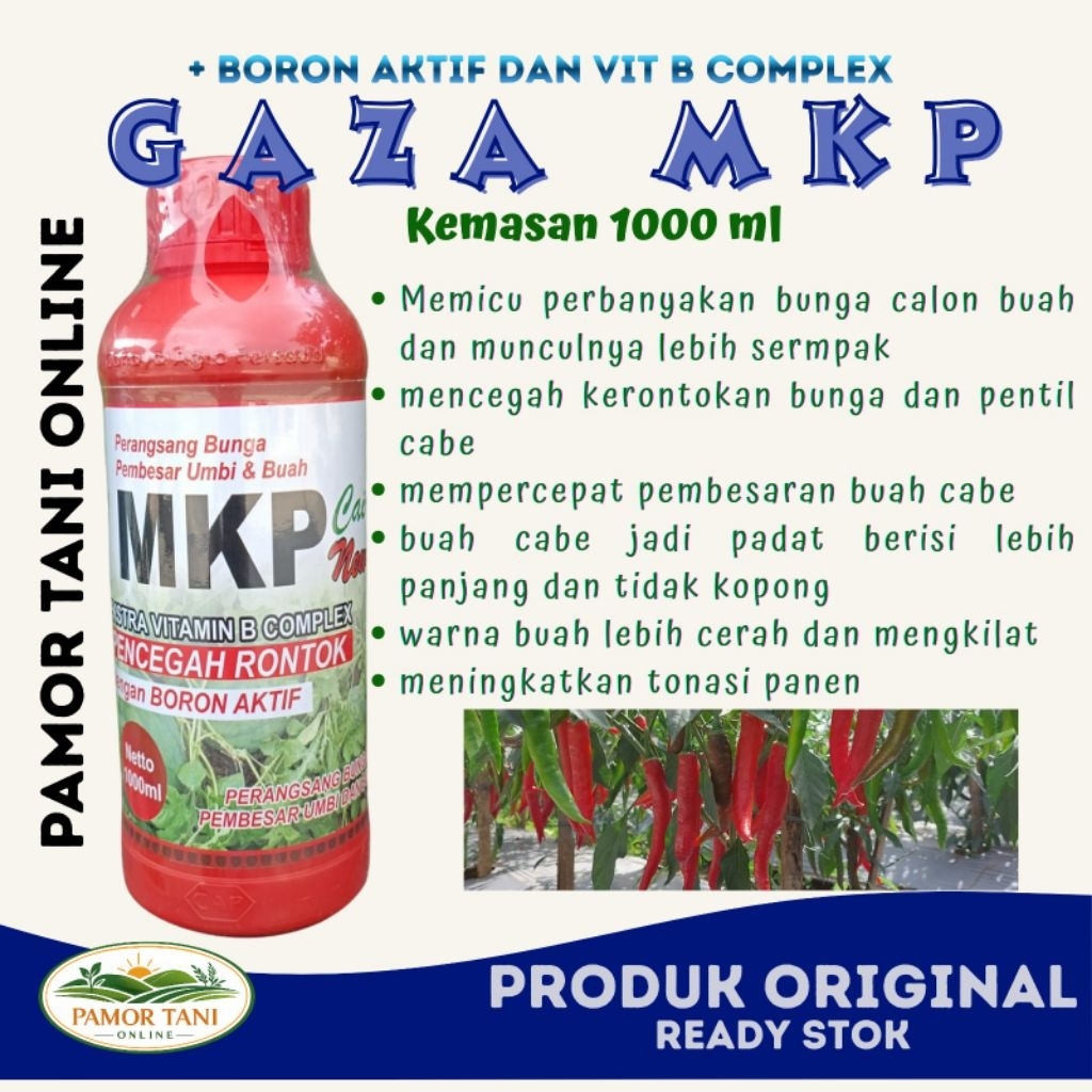 Pupuk Booster Cabe MKP GAZA 1 Liter plus ZPT, Boron Aktif dan Vit B Komplek jadikan tanaman Cabe Ban
