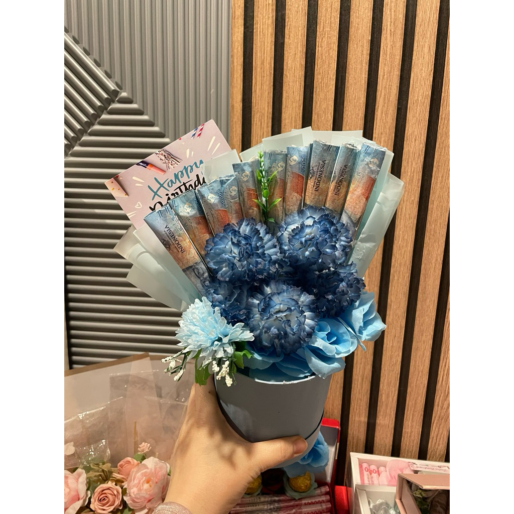 Money Bloom Box Bunga Biru