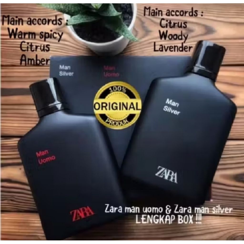 (With Box) Isi 2 pc Parfum Original Zara Man Silver + Zara Man Uomo 100ml - Parfum Pria