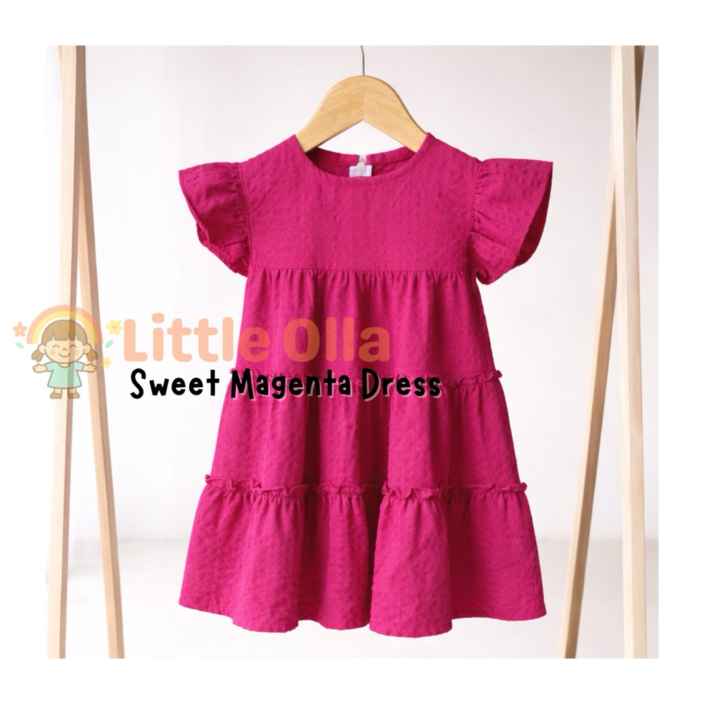 Sweet Magenta Dress by Little Olla Kids Wear
