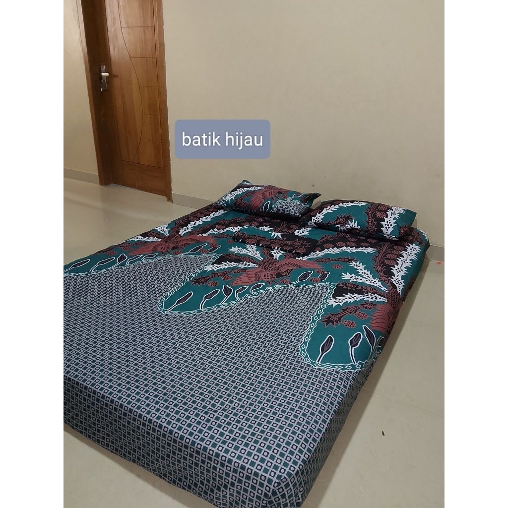 Sprei HOMEMADE, Motif Aesthetic 'Batik Hijau'