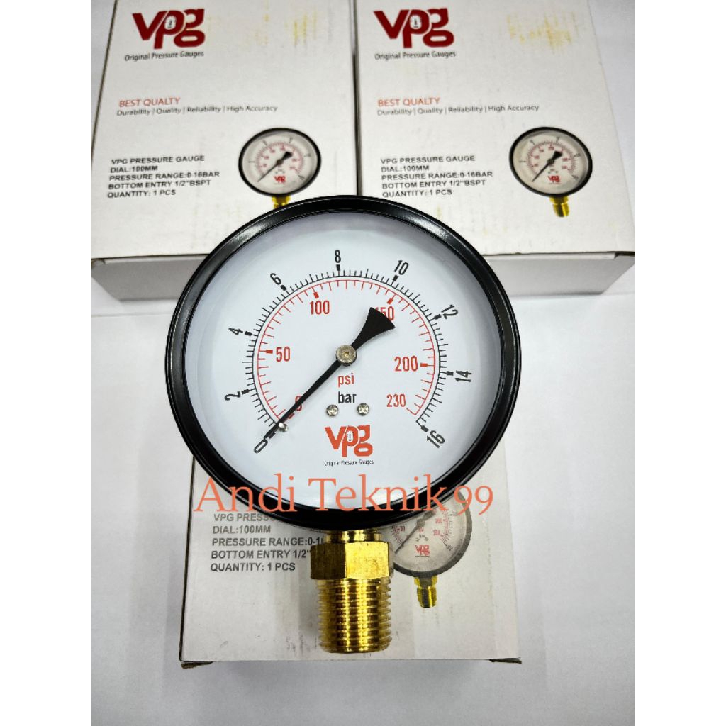 pressure gauge VPG 4 inch 0-16 BAR drat 1/2inch