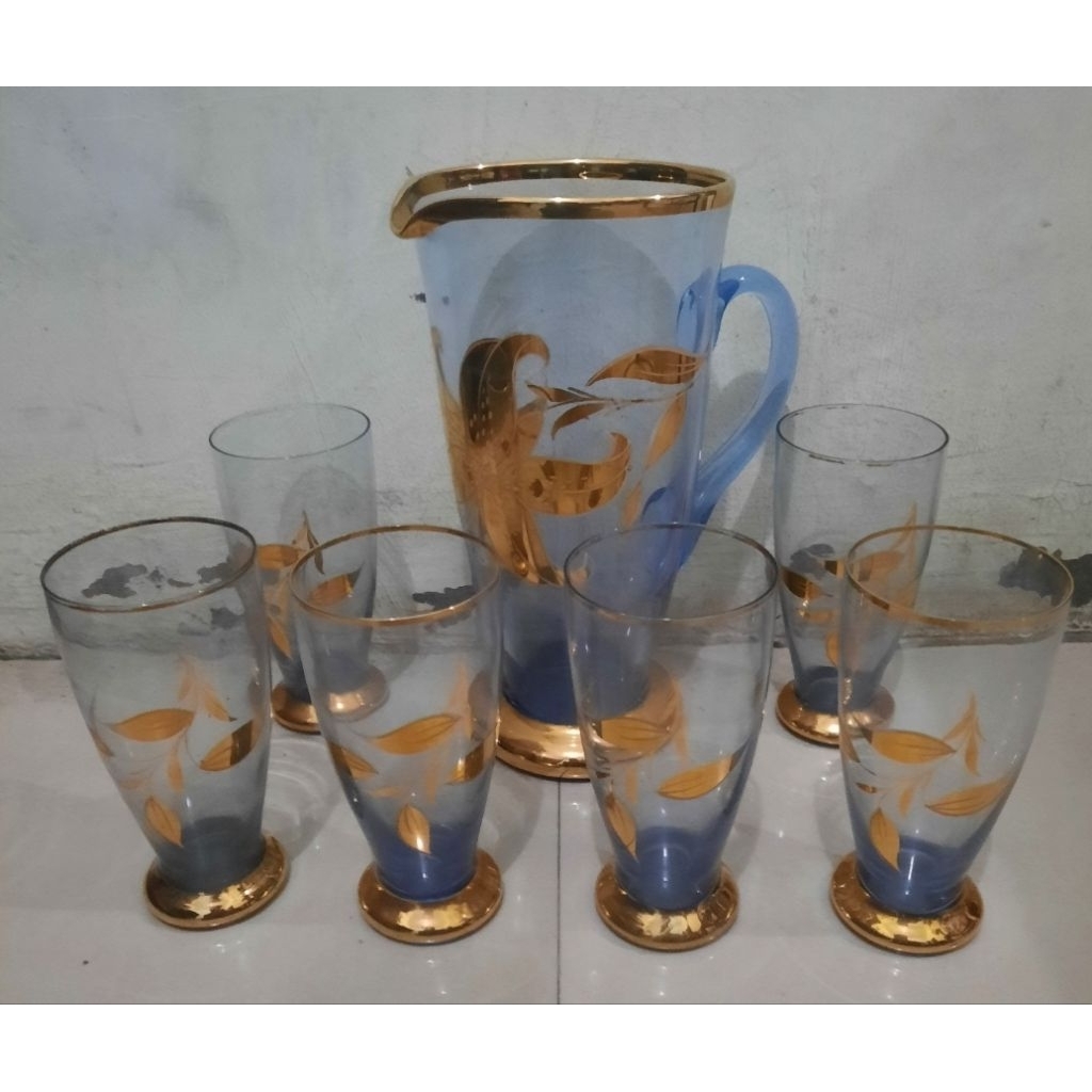 #teaset bunga #cangkir gelas #teko kaca #kristal lama #vintage jadul #hiasan pajangan #koleksi