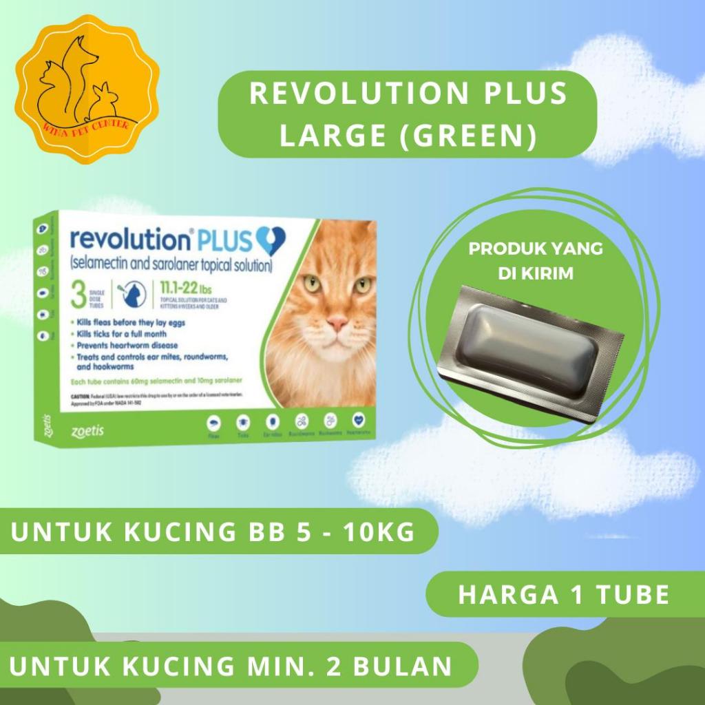 Revolution Plus Green For Large Cat Adult Obat Tetes Kutu Kucing Dewasa 5-10kg atau 11- 22 lbs Flea 