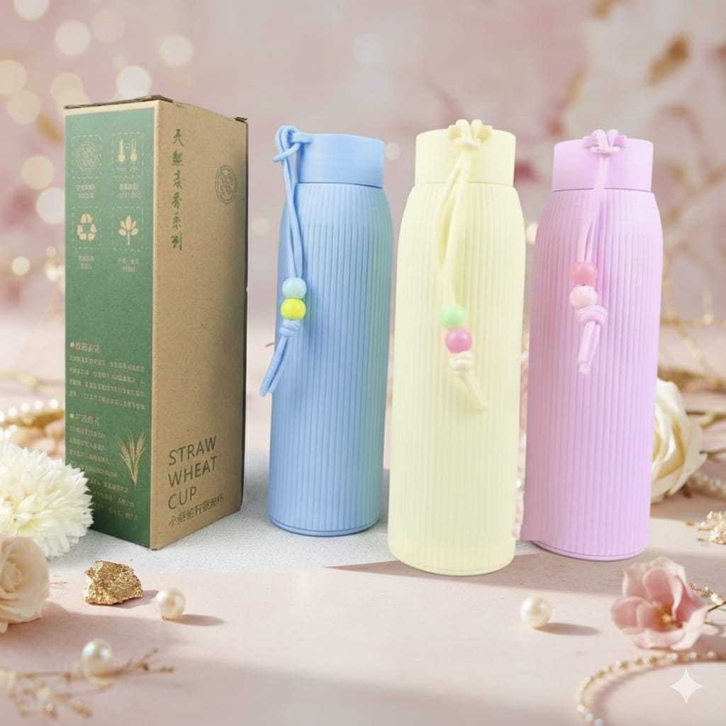 BOTOL MINUM KACA MACARON 500ML + DOS/BOTOL KACA MACARON/BOTOL KACA SILICON/SOUVENIR MURAH UNIK- KOTA