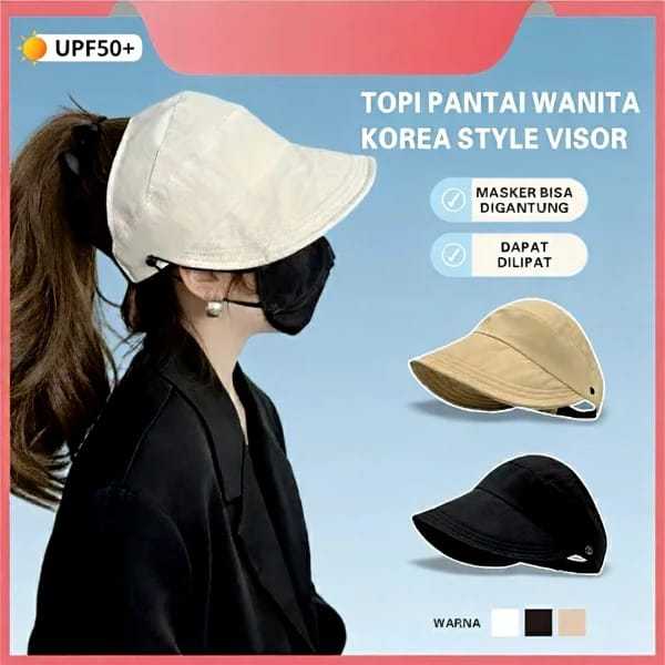 Topi Wanita anti UV ala Korea Anti Matahari Kekinian/ Cocok Untuk Wanita Hijab.