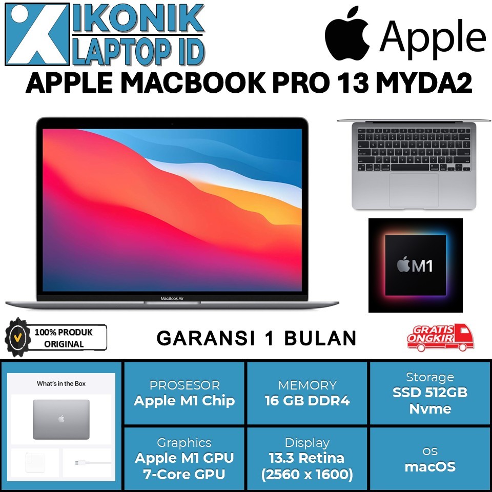 Macbook  Pro M1 Chip 13 inch Ram 16GB SSD 512GB 13.3" WQXGA IPS Mac OS