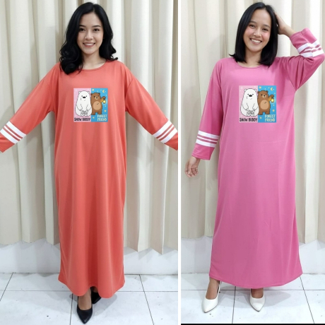 Gamis wanita dewasa SNOW Lengan panjang garis pakaian perempuan kaos