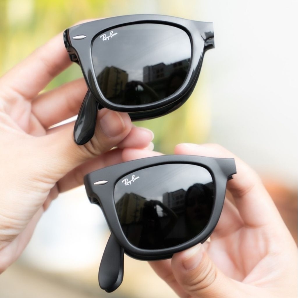 kacamata wayfarer folding lipat lensa kaca asli anti sinar uv400
