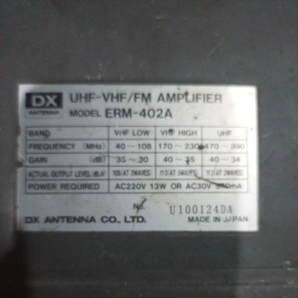 UHF -VHF/FM Amplifier ( Penguat Sinyal Penerimaan )