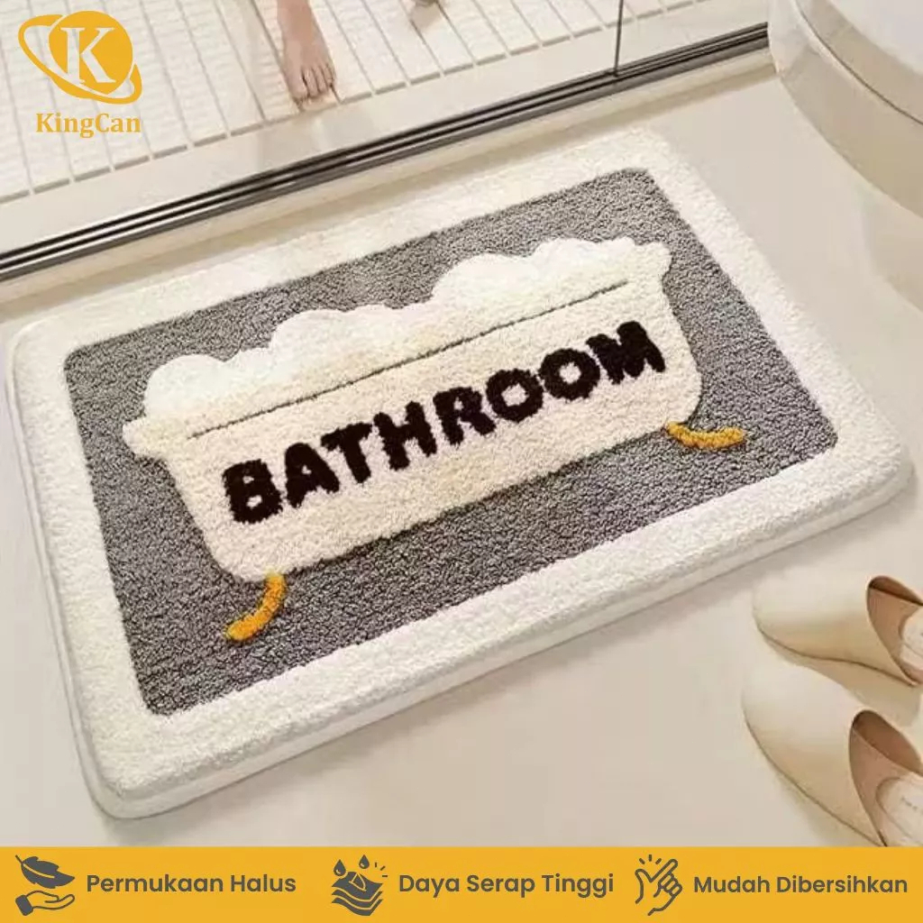 Keset Bulu Shaggy Anti Slip Microfiber (Kamar Tidur / Mandi) - Karpet Lantai Tebal & Empuk Aesthetic