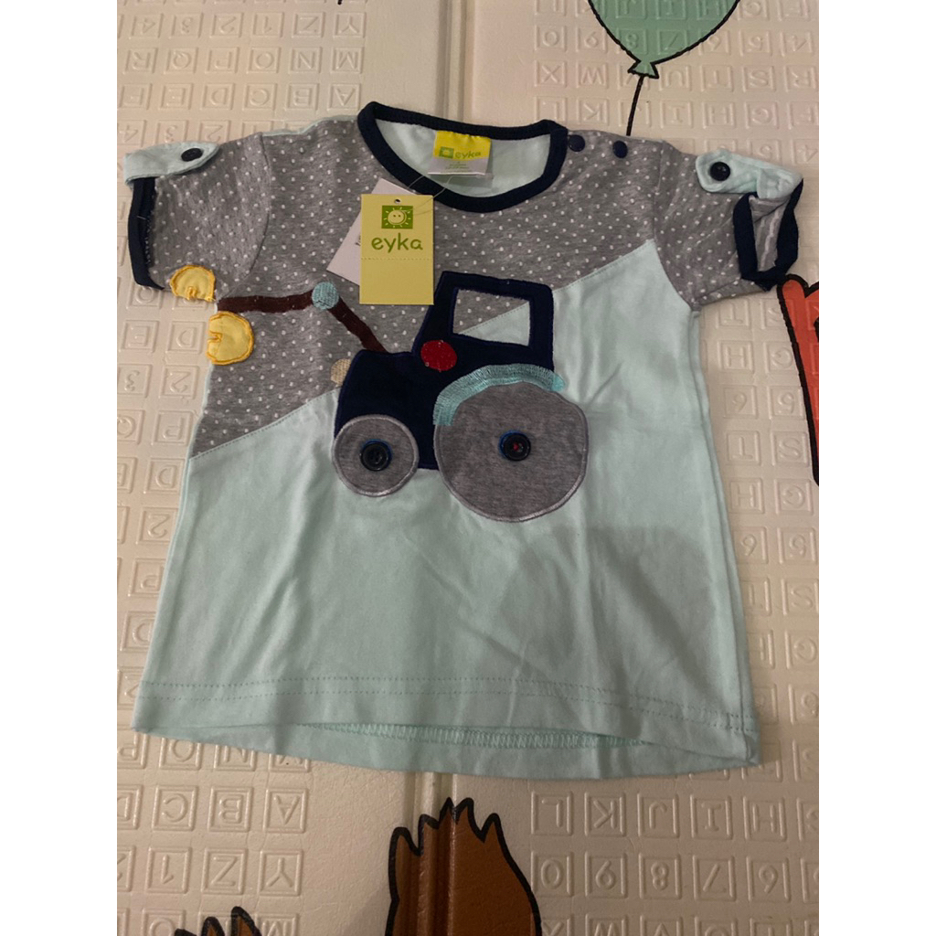 Eyka Baby T-shirt Kaos Baby Laki-Laki Motif Traktor Lucu dan Nyaman untuk Bayi