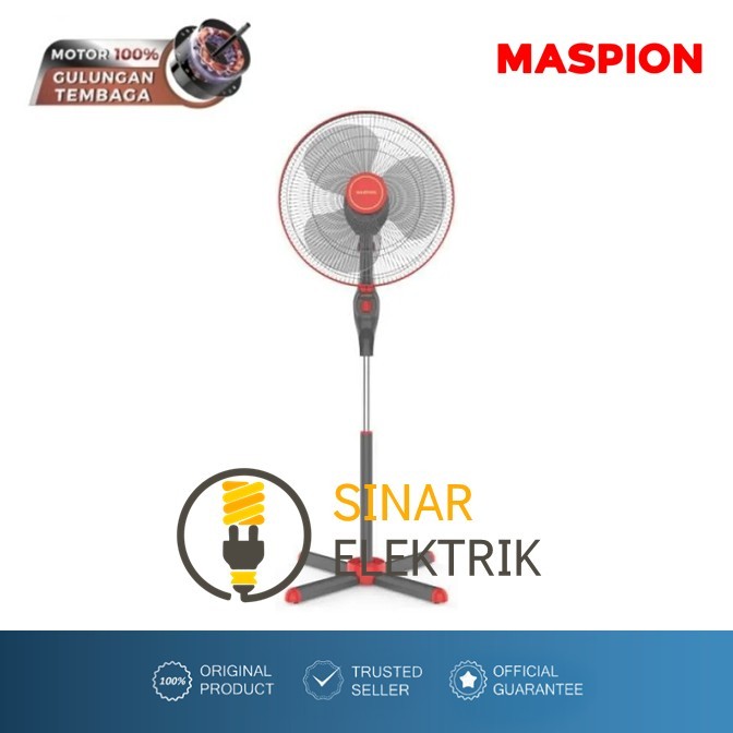 MASPION Stand Fan 16 Inch EX-1611SX - Kipas Angin Berdiri 16" Hemat Energi 3 Kecepatan Baling Besar