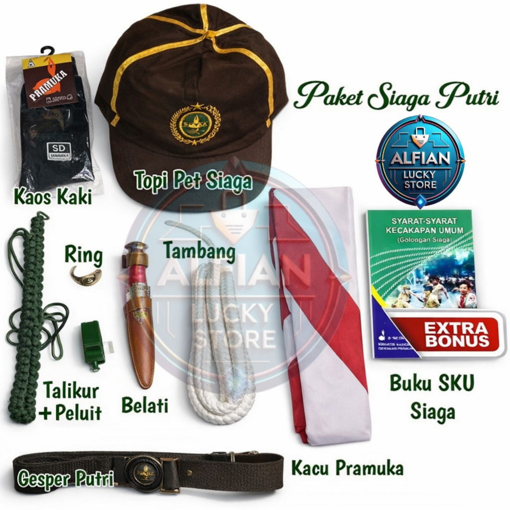 Paket Atribut Perlengkapan Pramuka Tingkat Siaga Putri SD Kelas 1-3