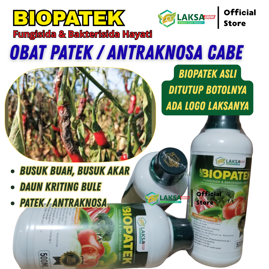 Obat Cabe Rawit Kena Patek BIOPATEK 500ML Fungisida Hayati Obat Patek Cabe Rawit Kecil - Obat Sempro