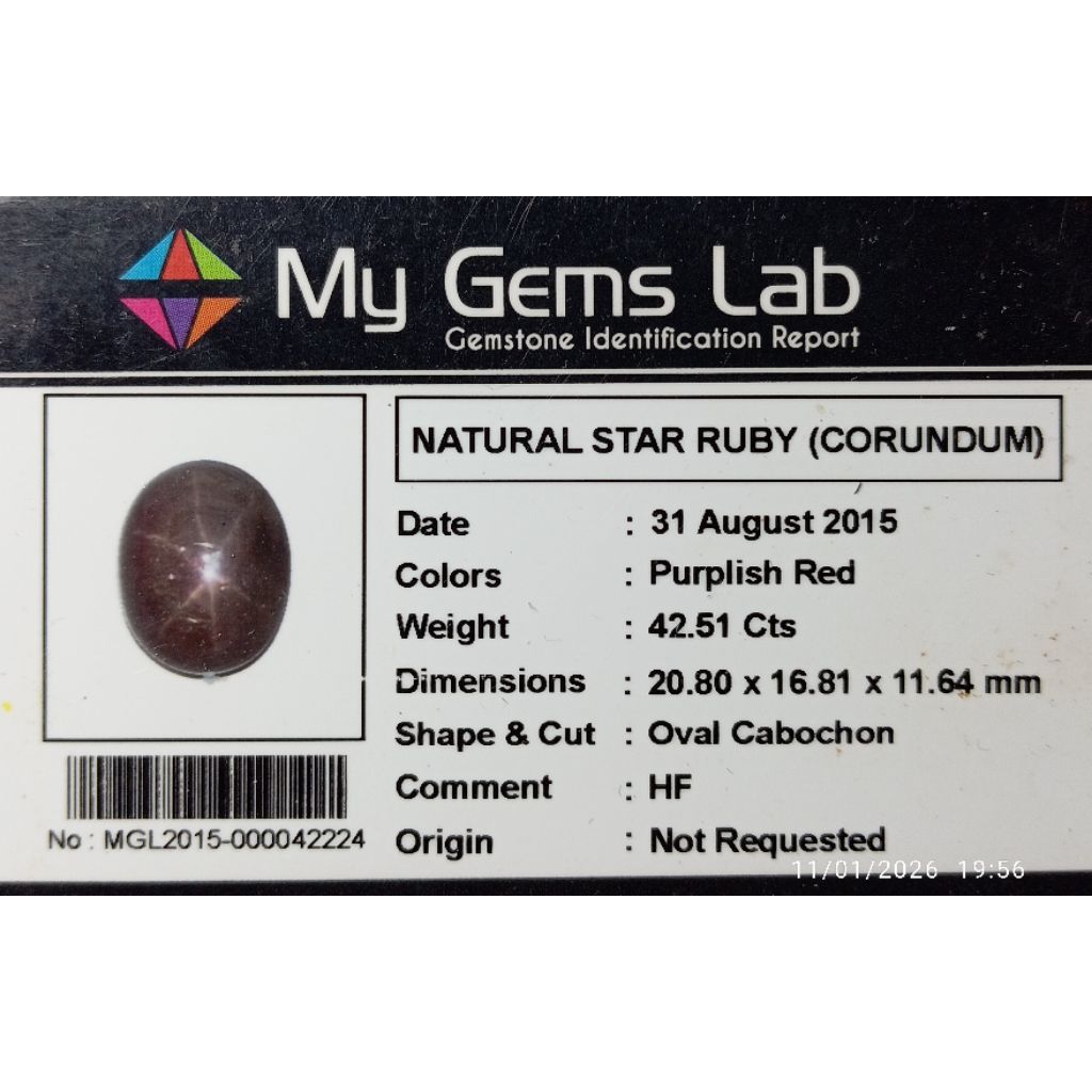 ISTIMEWA Cincin Mata Batu Natural Purplish Red Ruby Star Bintang Payung Tajam Corundum Big Size Prem