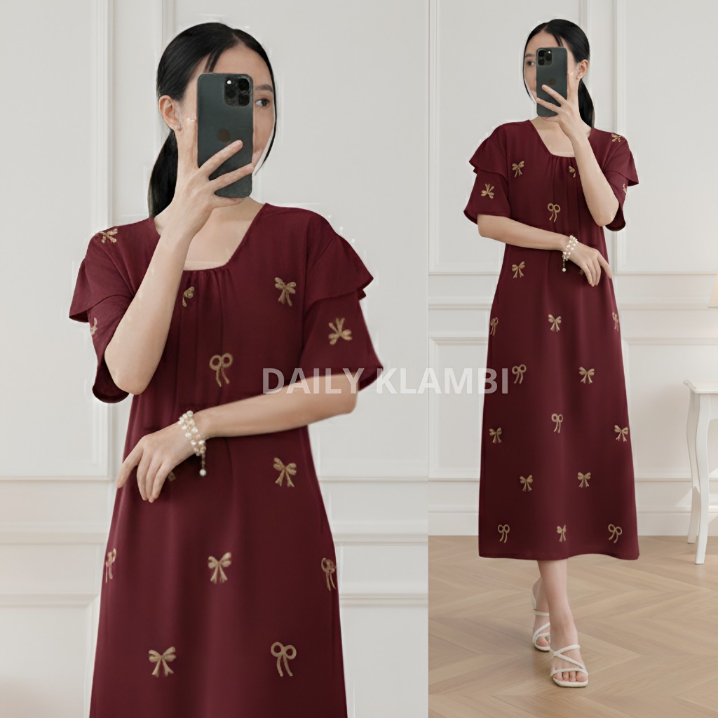 Daster Safira Lengan Susun/Tumpuk Rayon Premium Daster Wanita Remaja Terbaru Kekinian