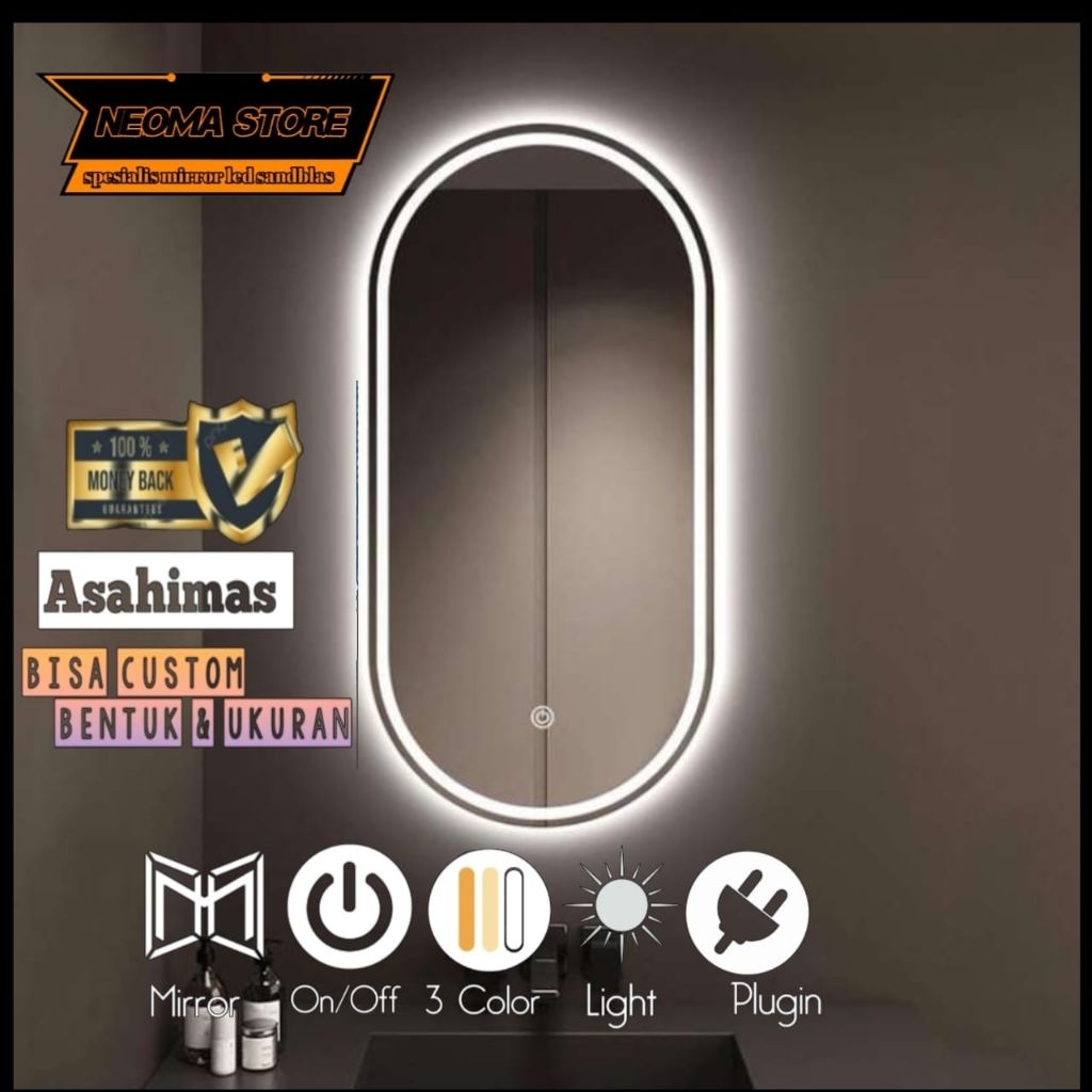 Cermin led Touchscreen kamar Mandi Meja Wastafel Cermin rias Cermin Gantung Aesthetic