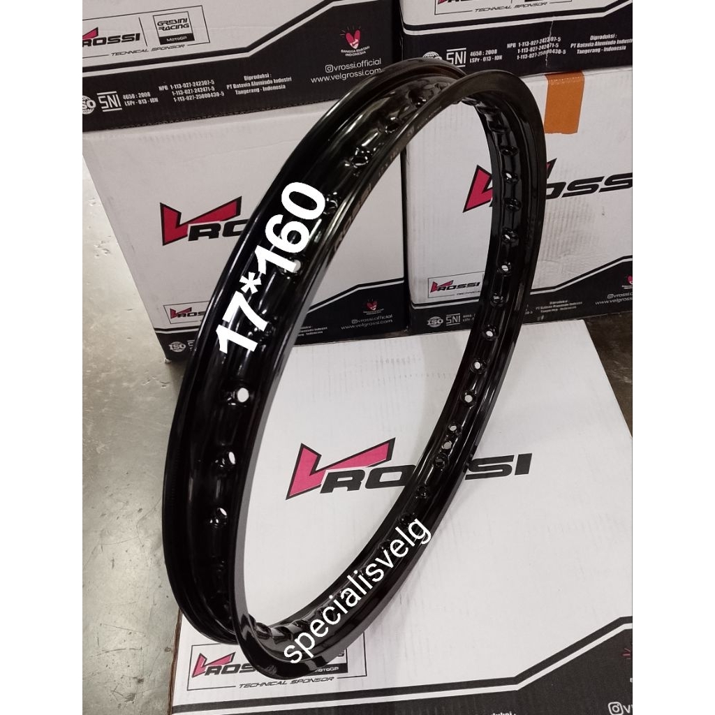 velg pelak RING 17 v rossi hitam glossy ukuran 17-160.velg velag jari jari rossi ring 17 ukuran 17-1