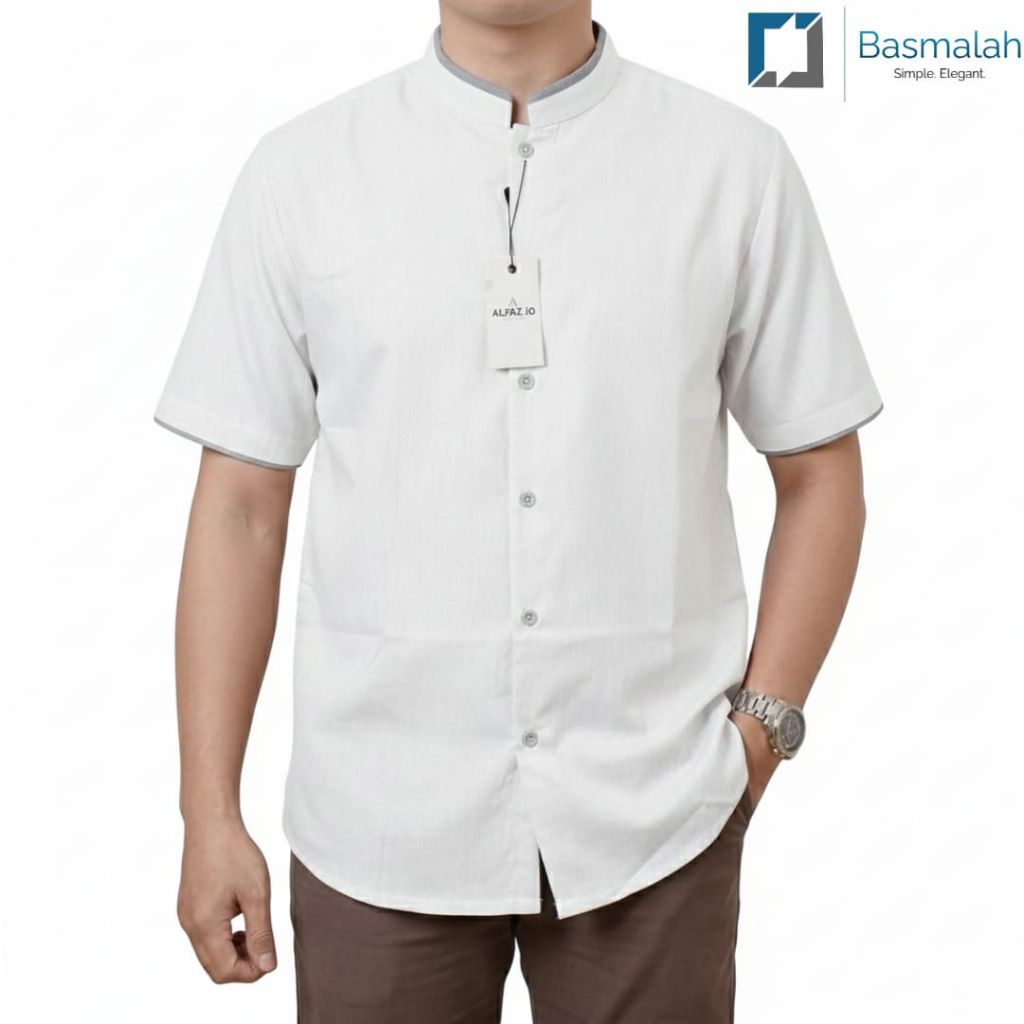 Baju Koko Pria Lengan Pendek Polos Bahan Katun Madinah Adem Premium