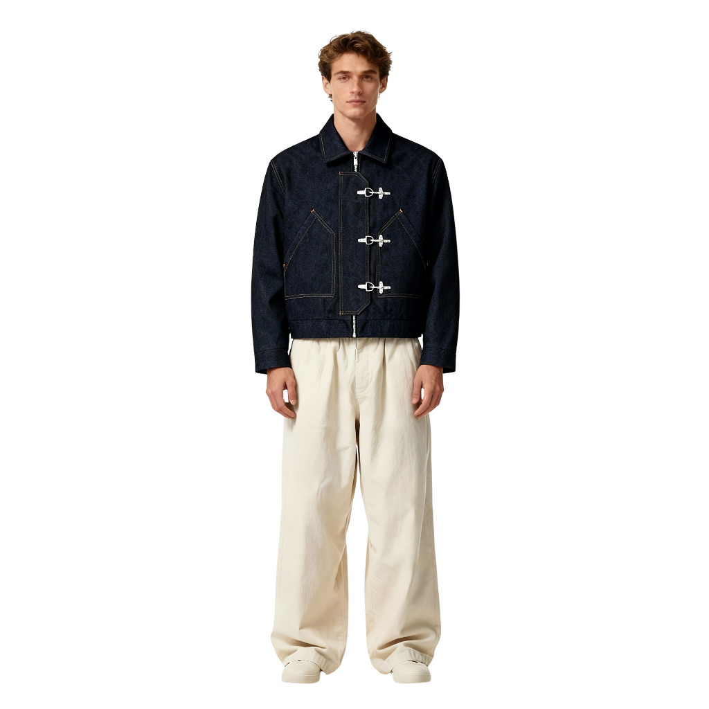 BIG PROMO Afterall - Fireman Clasp Jacket Denim FLAMES Work Jacket Denim Fireman Clasp