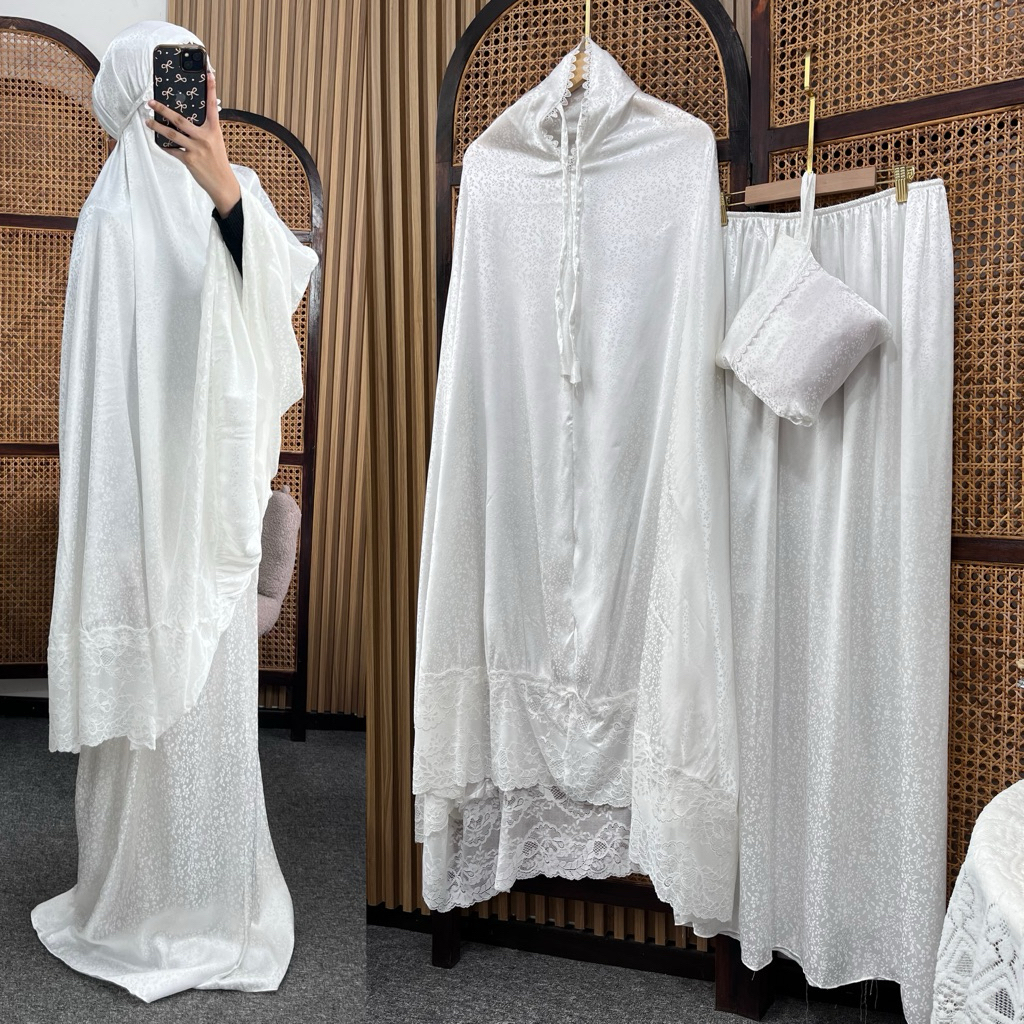 Little butik FAIRUZ MUKENA DEWASA MD020 | Mukena bahan sikly motif mix brukat