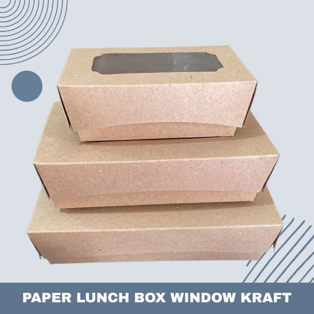 Paper Lunch Box Kraft Window S M L / Paper Lunch Box Coklat Jendela Selipan Lembara