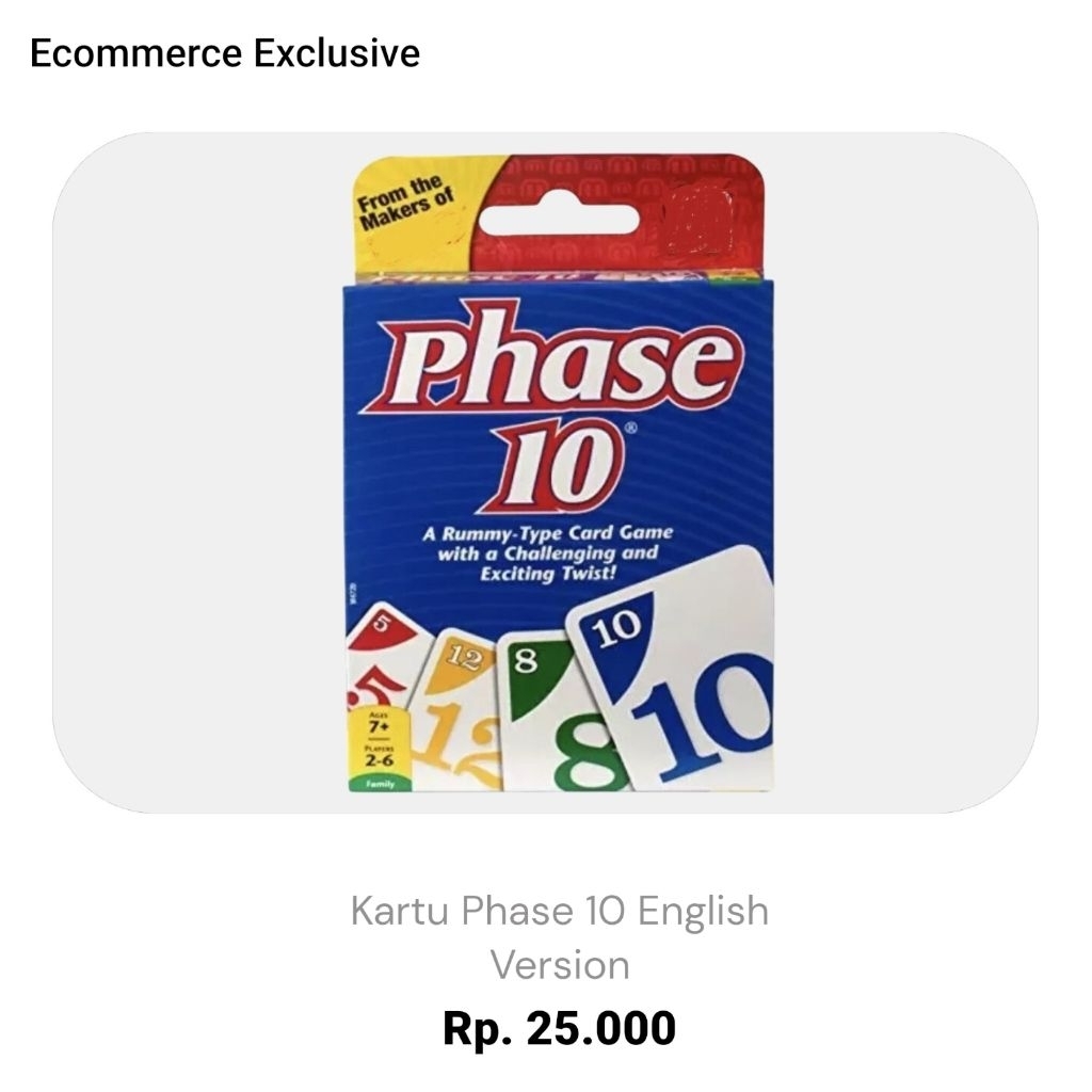 Kartu Phase 10 Board Game Seru