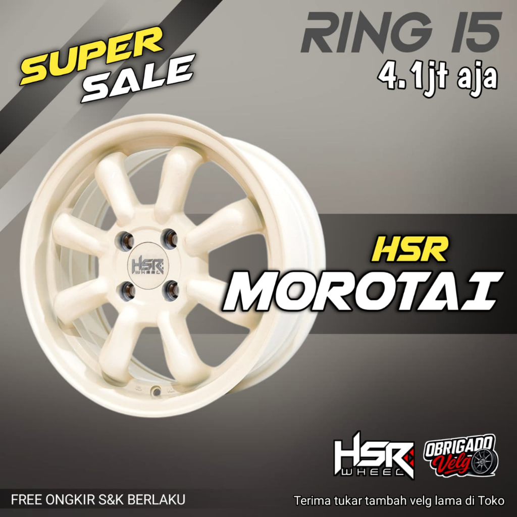Velg model Watanabe R15 HSR MOROTAI Ring 15 pcd 4x100 / Vanilla Ice pelek mobil