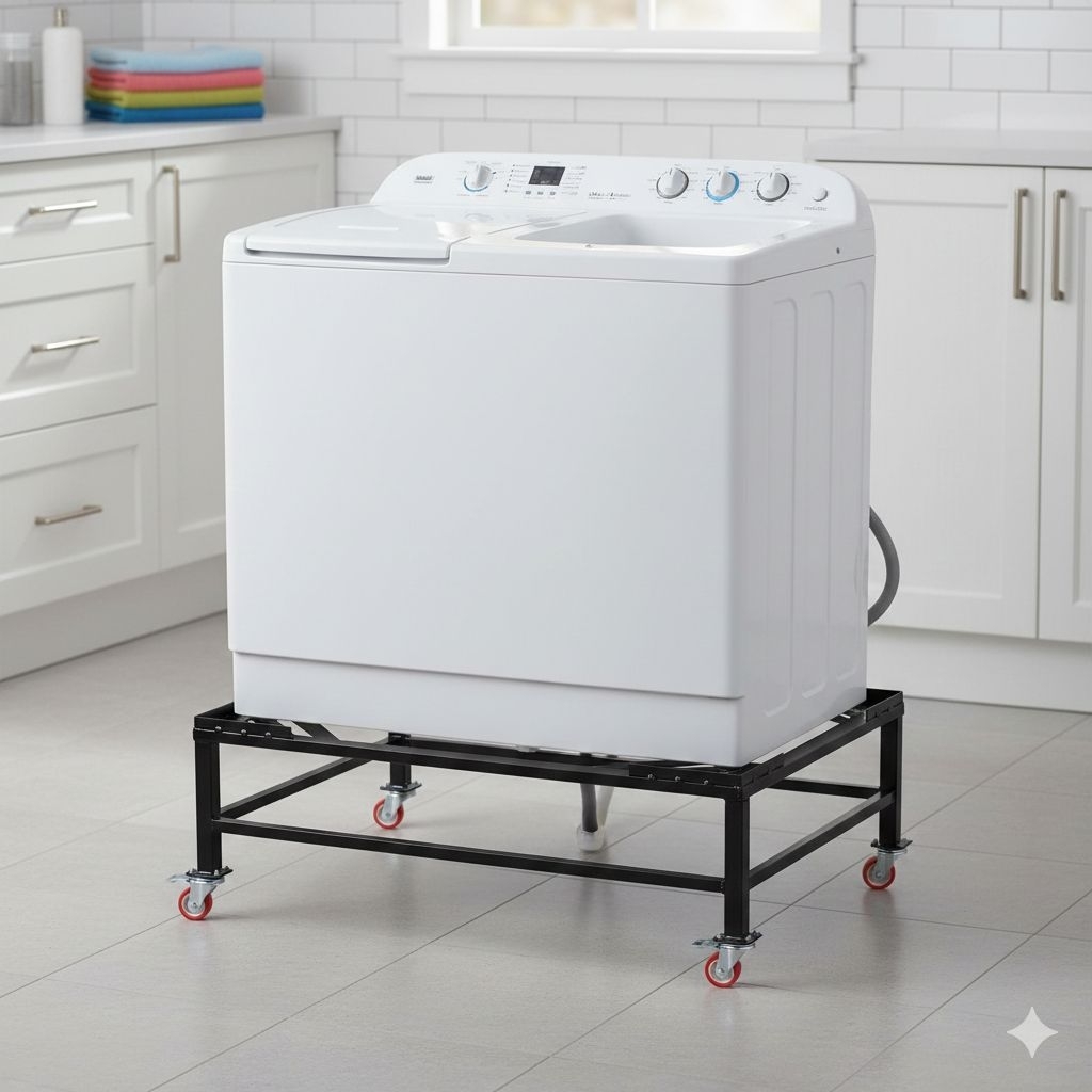 Tatakan Mesin Cuci 2 tabung Model Kaki dan Roda