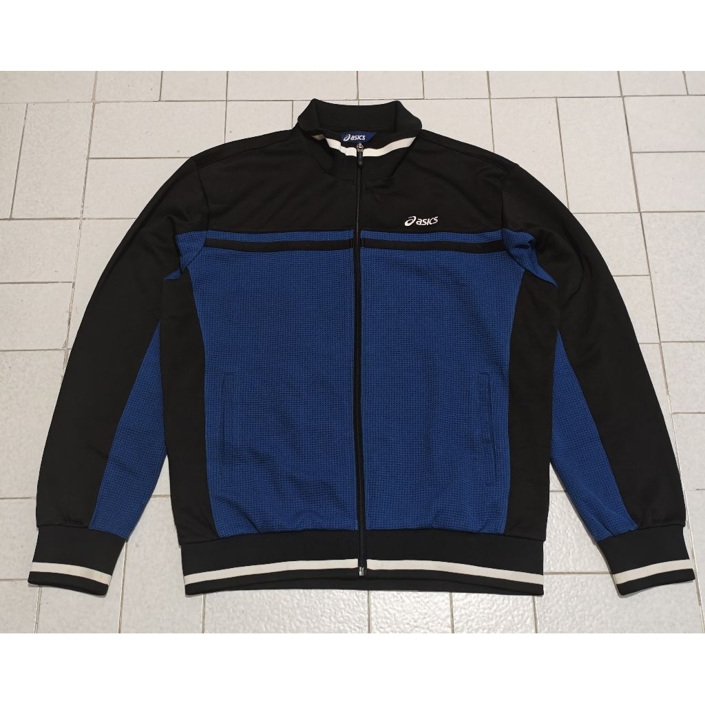 Jaket Sport Running Tracktop Asics Biru Hitam