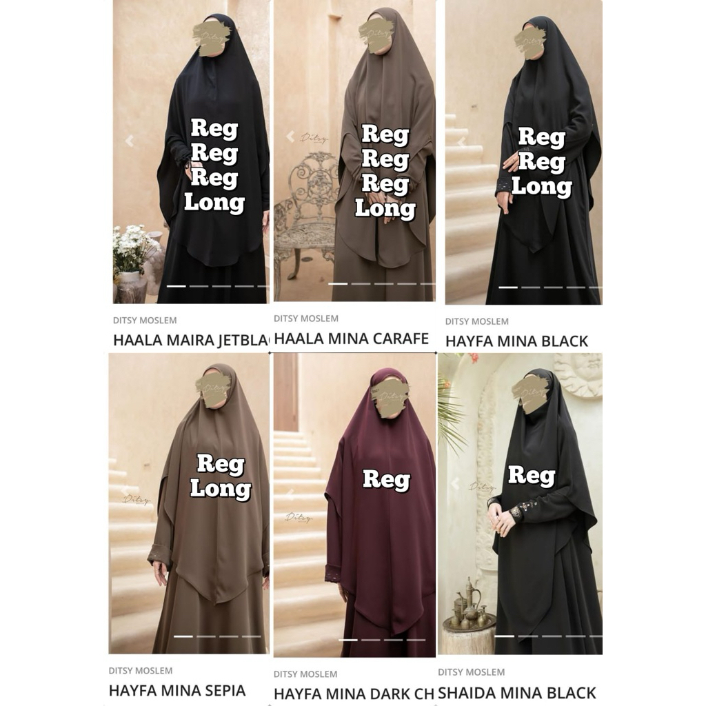 DITSY MOSLEM JANUARI 2026 Haala Maira Jetblack Reguler Long Haala Mina Carafe Reguler Long Hayfa Min