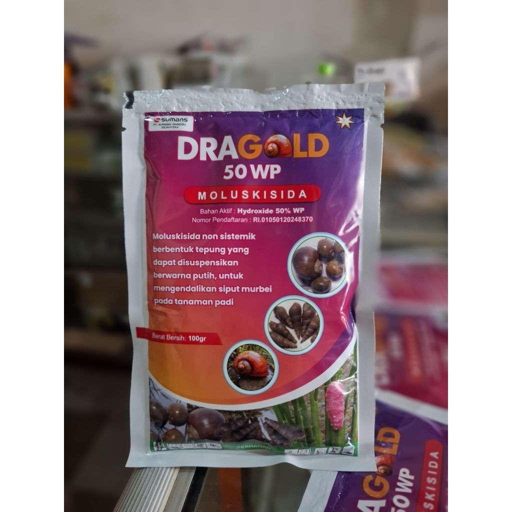 MOLUSKISIDA DRAGOLD 50 WP kemasan 100 grm (racun keong)