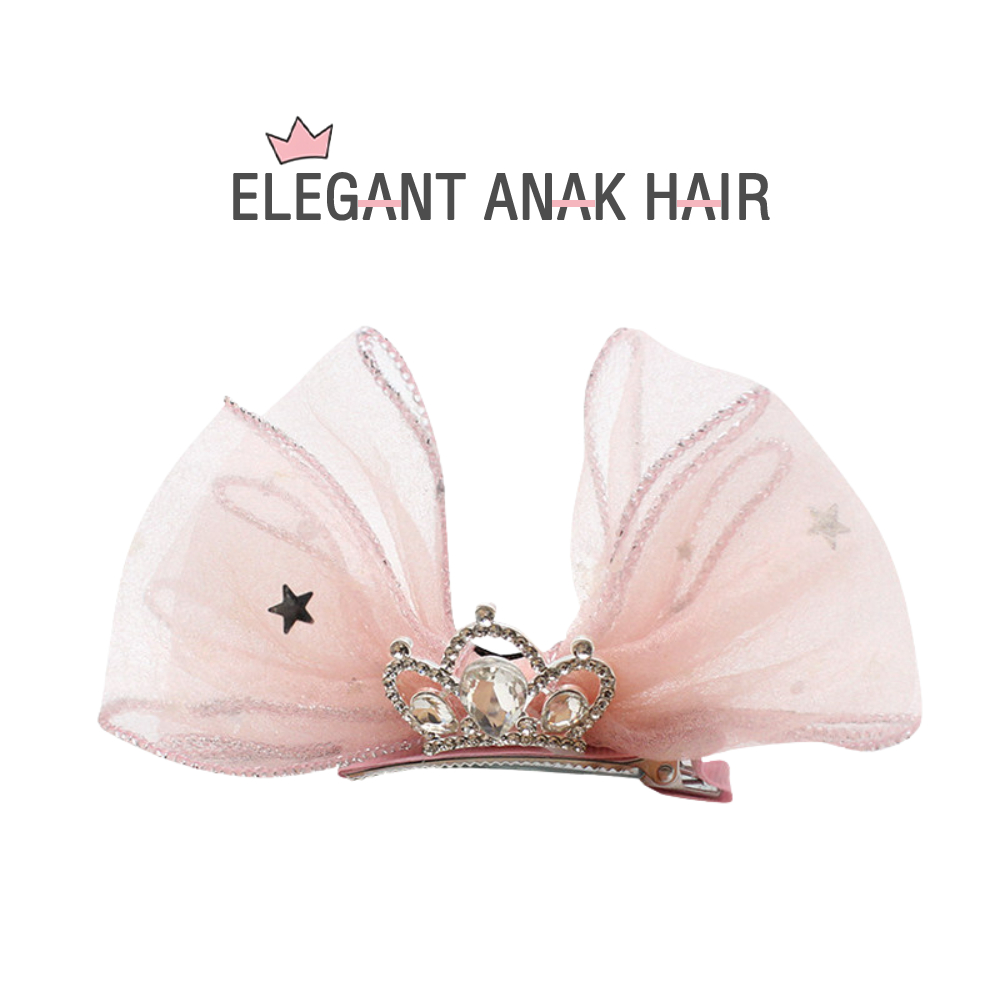 Jepit rambut mahkota jaring, jepit rambut putri anak gaya Korea