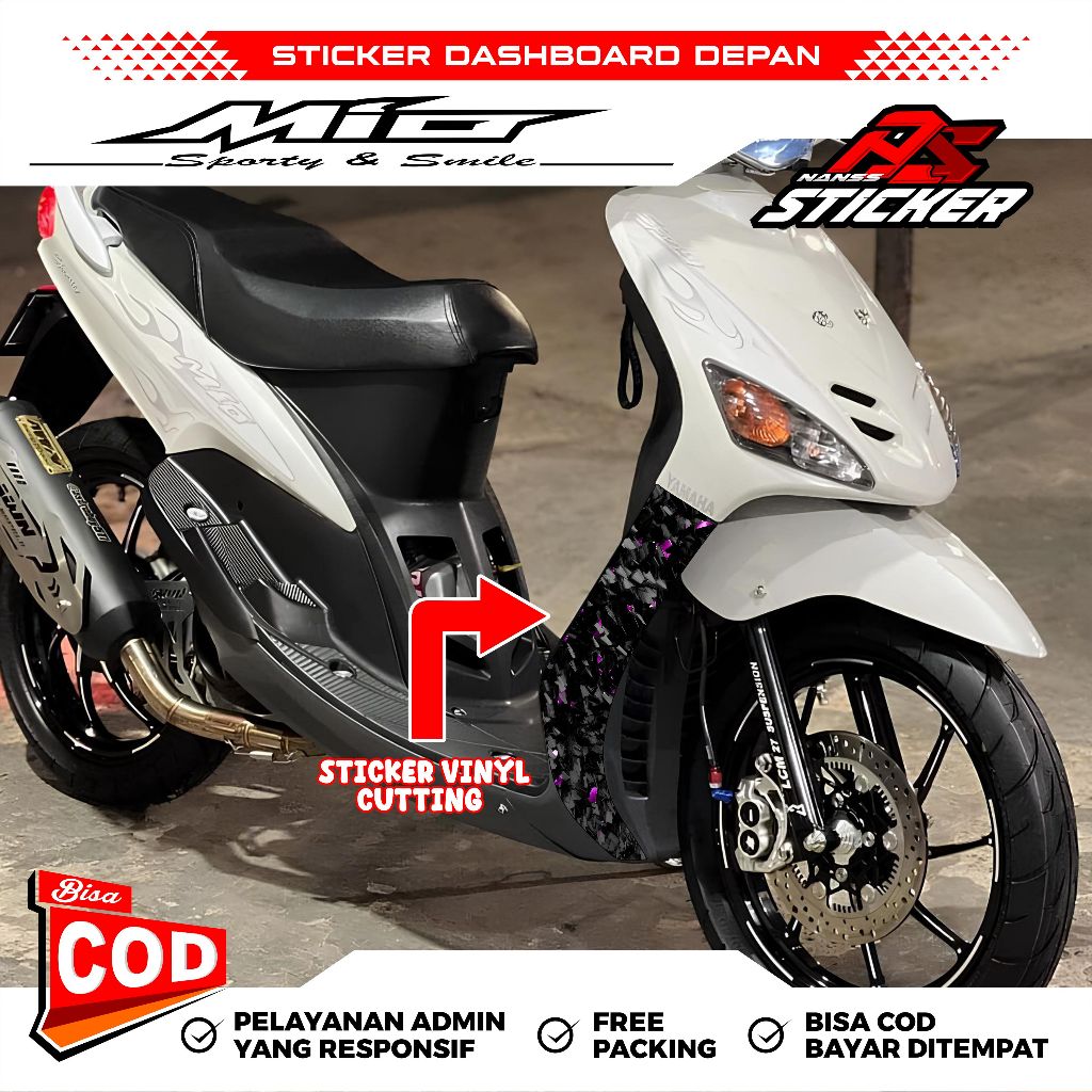 Sticker Cutting Pelindung Body Kasar Mio Smile-Sporty Motif Karbon