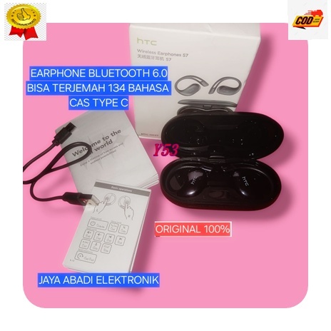 Y53  HANDSFREE BLUTUT CAS TYPE C HEADPHONE HTC ORI 100% EARPHONE BLUETOOTH 6.0 ALAT TERJEMAH SEGALA 