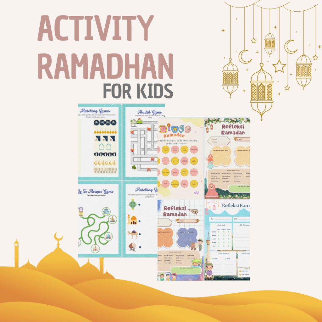Worksheet Anak Ramadhan PAUD SD PDF | Aktivitas Islami Anak | Lembar Kerja Anak Ramadhan PDF