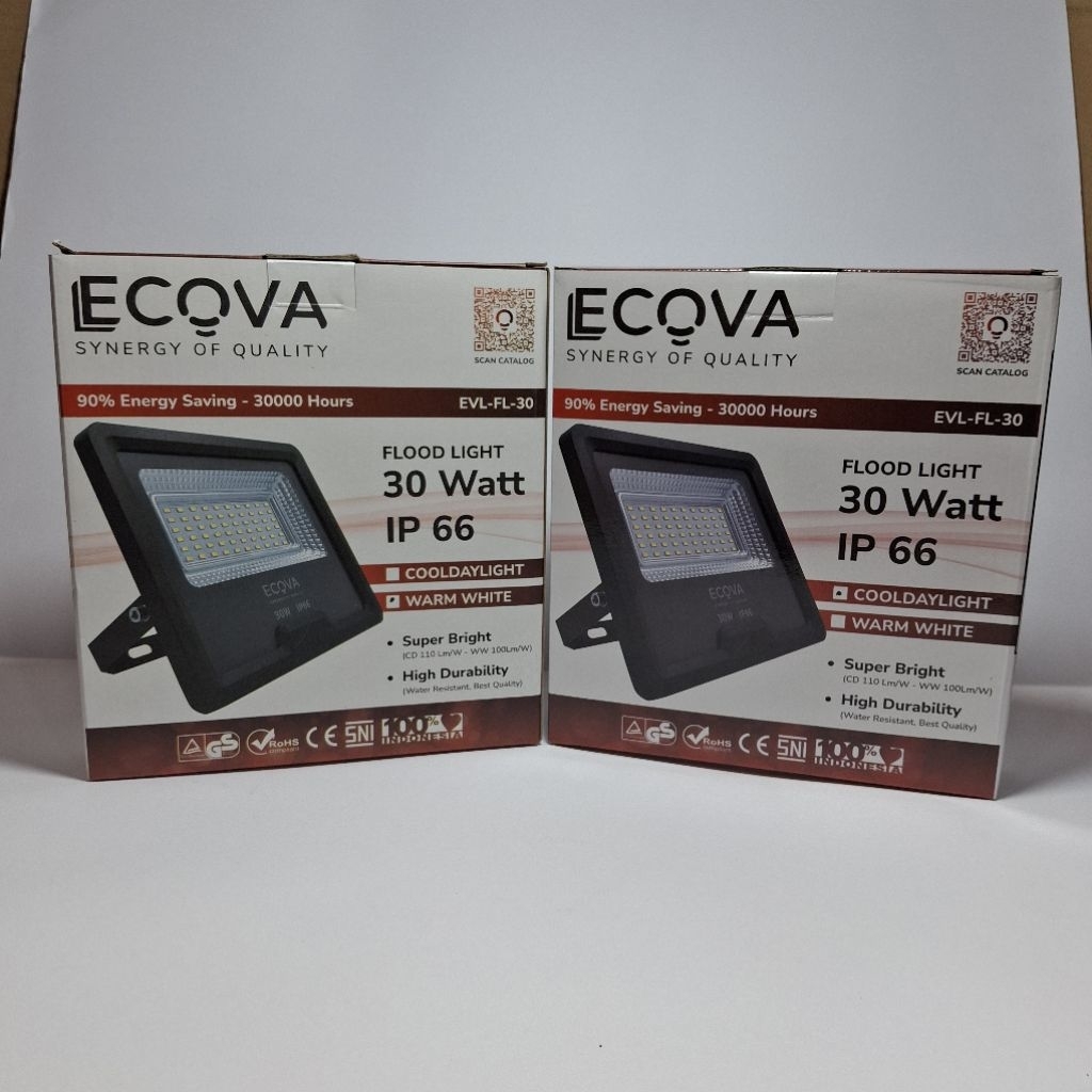 ECOVA lampu sorot LED 30W Floodlight Outdoor IP66 / lampu sorot 30w