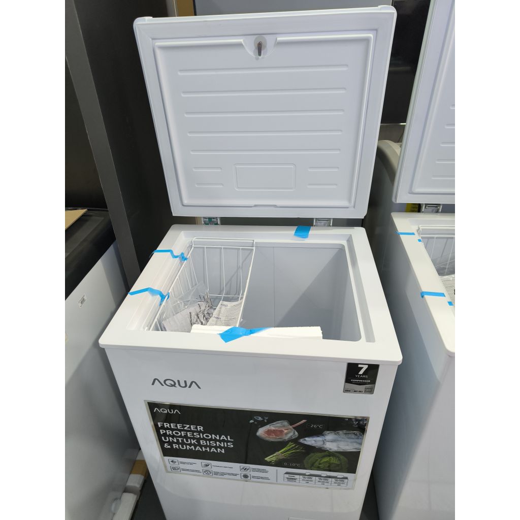 FREEZER BOX KULKAS ES KULKAS FROZEN FOOD AQUA 100 LITER BARU FREE ONGKIR PALEMBANG