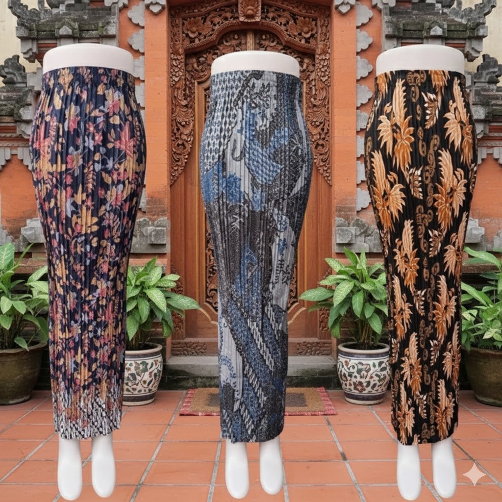REAL PICT ROK PLISKET BATIK / ROK PLISKET / BAWAHAN KEBAYA / ROK KEBAYA / ROK WISUDA / GARUDA NAVY