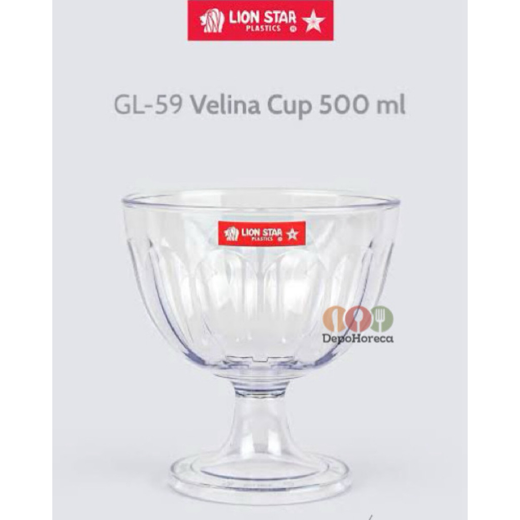 Lion Star Gelas Sop Buah Plastik Volume 500 ml / Lion Star Velina Cup GL-59 / Gelas Es Campur Es Bua